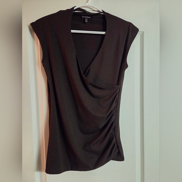le chateau Tops - Le Chateau Chocolate Brown Drape Blouse